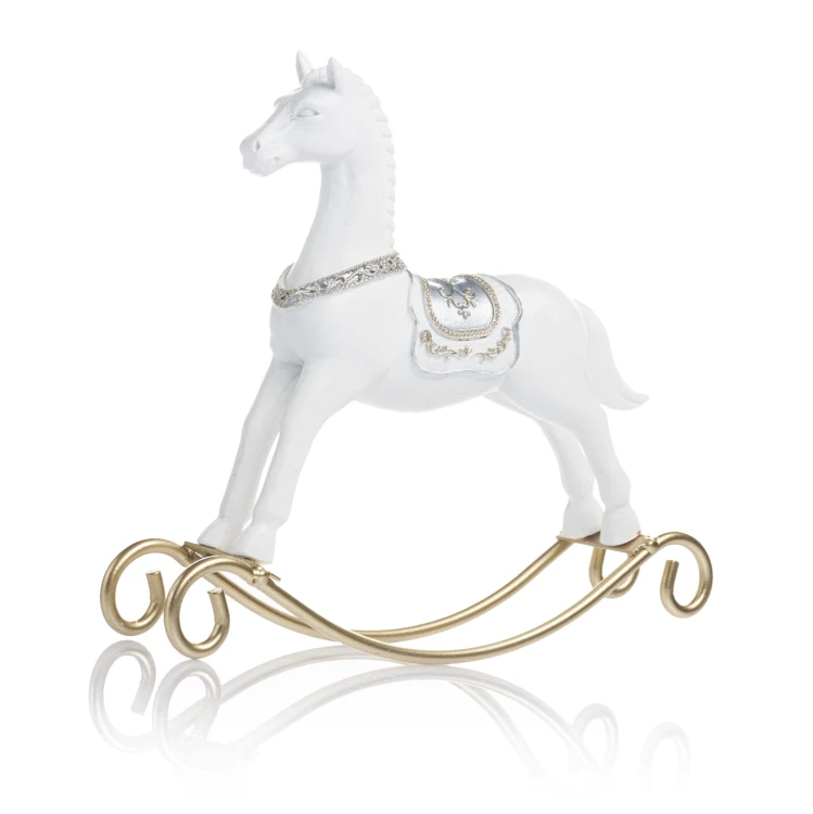 Biały konik na biegunach Favola 19 cm - figurka - bok konika na biegunach