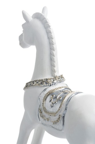 Biały konik na biegunach Favola 19 cm - figurka - zbliżenie głowy i zdobienia