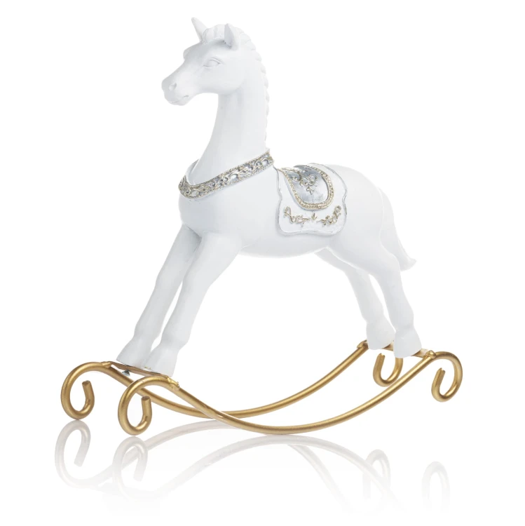 Konik na biegunach Favola 24 cm - biała figurka - bok konika na biegunach