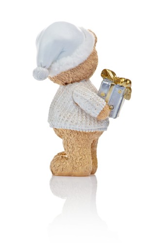 Miś świąteczny z prezentem Favola 13 cm - figurka - tył