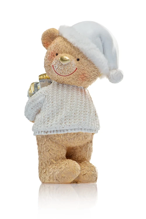 Miś świąteczny z prezentem Favola 13 cm - figurka - bok