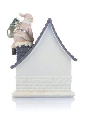 Domek świąteczny z Mikołajem LED Favola 18 cm - tył