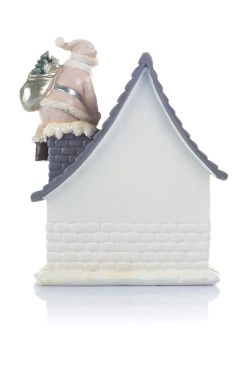 Domek świąteczny z Mikołajem LED Favola 18 cm - tył