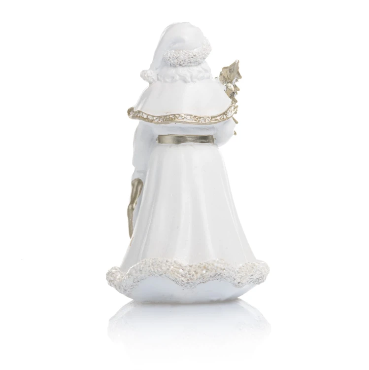 Biały Mikołaj z choinką Favola - figurka świąteczna - tył