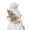 Biały Mikołaj Favola 23 cm - figurka z choinką - zbliżenie choinki i twarzy