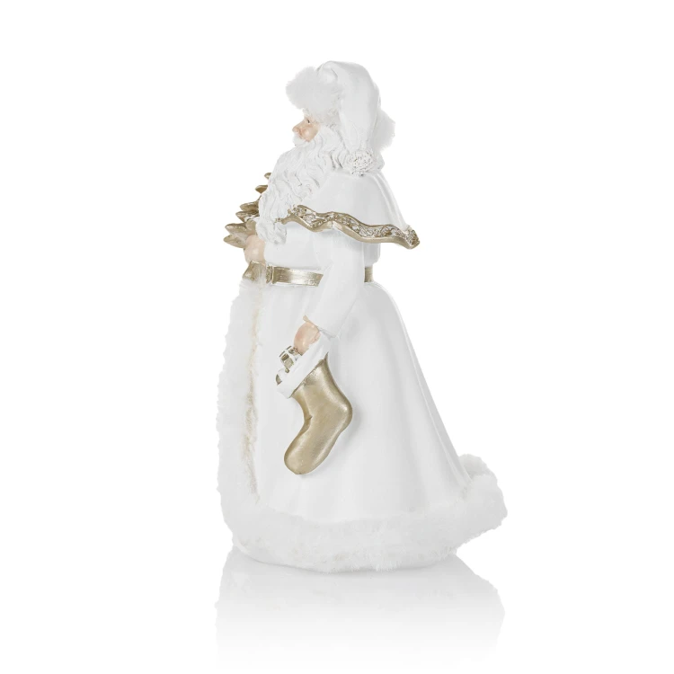 Biały Mikołaj Favola 23 cm - figurka z choinką - bok