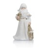 Mikołaj z prezentem Favola 30 cm - biała figurka - przód Mikołaja