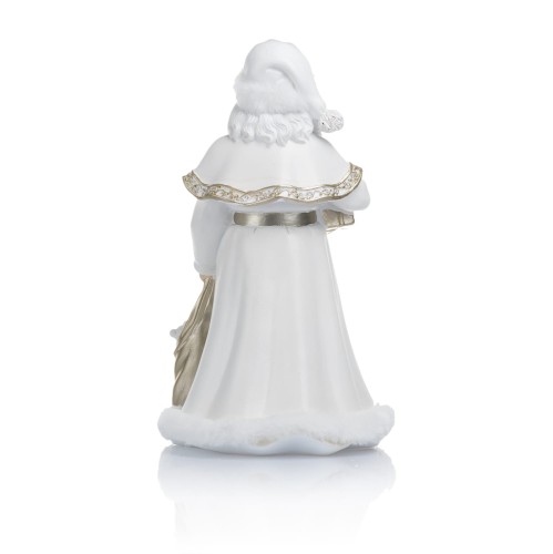 Mikołaj z prezentem Favola 30 cm - biała figurka - tył