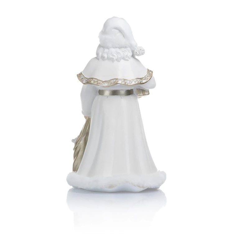 Mikołaj z prezentem Favola 30 cm - biała figurka - tył