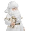 Mikołaj z prezentem Favola 30 cm - biała figurka - zbliżenie twarzy i prezentu