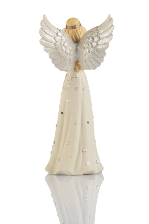 Anioł z harfą Bianco - podświetlana figurka 10 x 23 cm - ujęcie 3