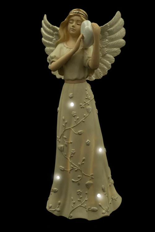 Anioł z harfą Bianco - podświetlana figurka 10 x 23 cm - ujęcie 4