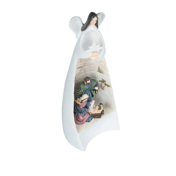 Anioł ze Świętą Rodziną Bianco 19,5 cm - podświetlany - ujęcie 6