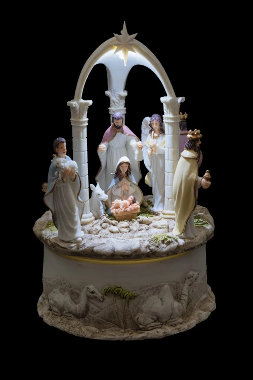 Szopka z pozytywką Bianco 17 cm - podświetlana - ujęcie 5