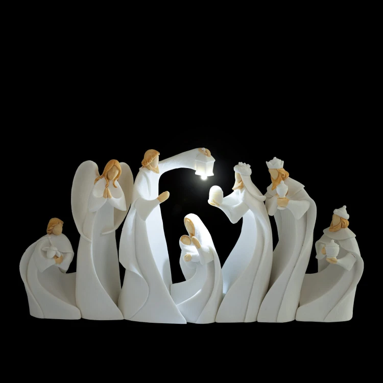 Biała szopka podświetlana Bianco 13 cm - komplet - ujęcie 5