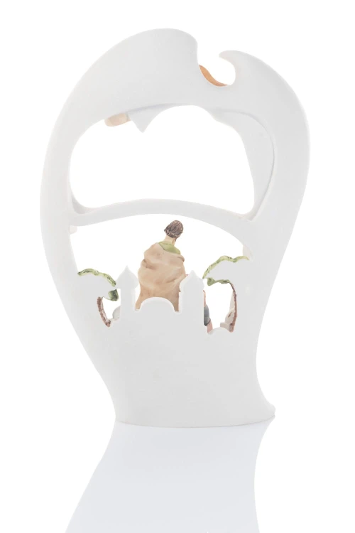 Anioł ze Świętą Rodziną Bianco 18 cm - serce i światło - ujęcie 3