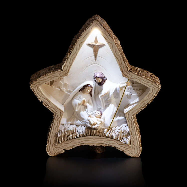 Święta Rodzina w gwieździe Bianco 17 cm - podświetlana - ujęcie 4