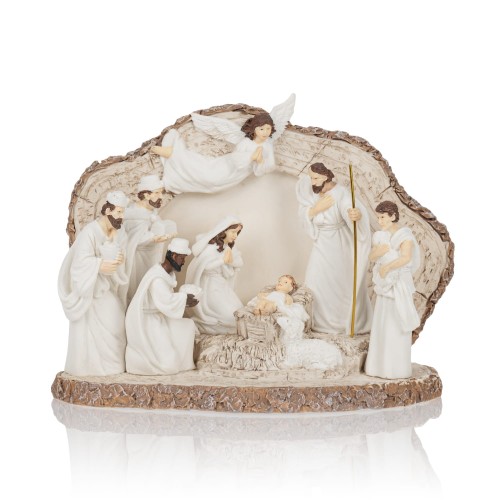 Szopka Bianco 12 cm - jasna, podświetlana scena - widok główny