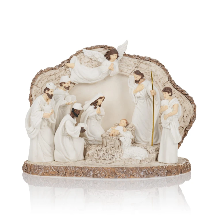Szopka Bianco 12 cm - jasna, podświetlana scena - widok główny