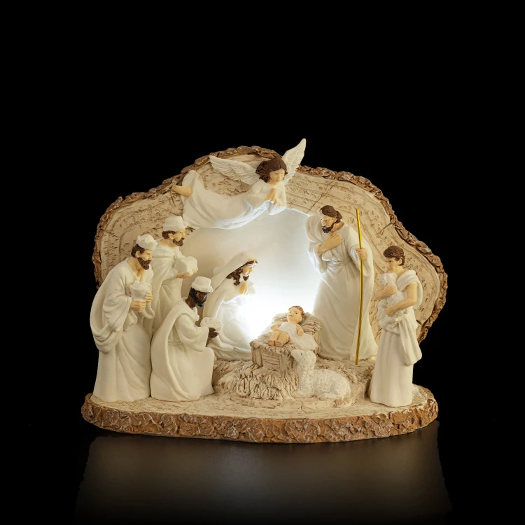Szopka Bianco 12 cm - jasna, podświetlana scena - ujęcie 5