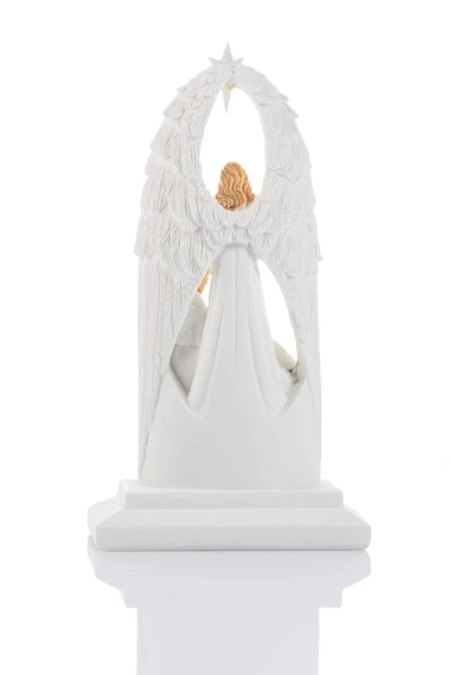 Anioł ze Świętą Rodziną Bianco 15 cm - podświetlany - ujęcie 3