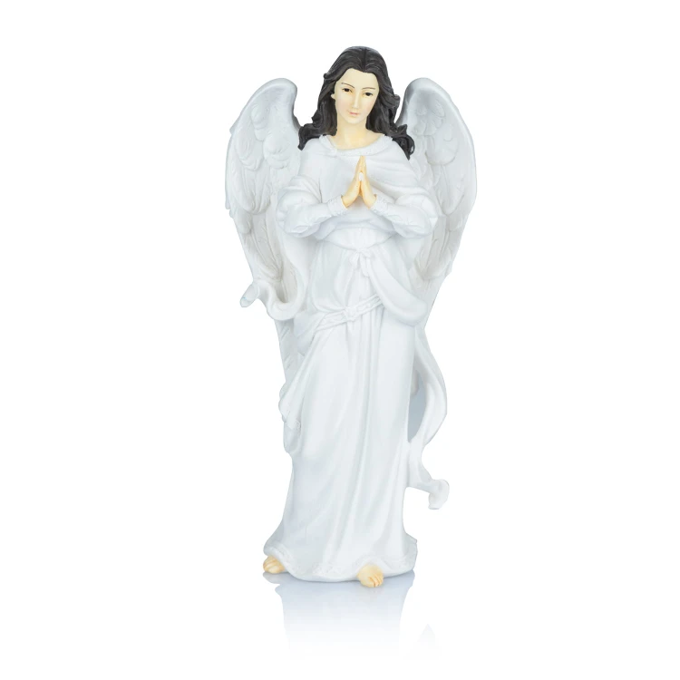 Anioł z gwiazdą Bianco 22 cm - biała figura z żywicy - widok główny