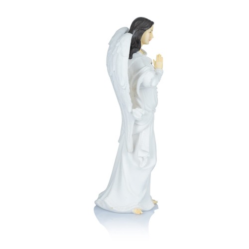 Anioł z gwiazdą Bianco 22 cm - biała figura z żywicy - ujęcie 2