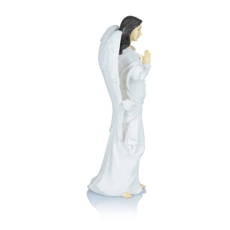 Anioł z gwiazdą Bianco 22 cm - biała figura z żywicy - ujęcie 2