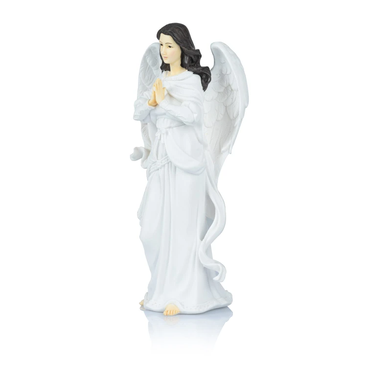 Anioł z gwiazdą Bianco 22 cm - biała figura z żywicy - ujęcie 4