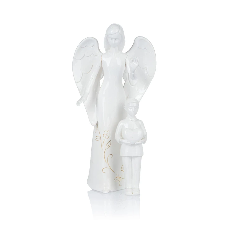 Anioł Stróż z chłopcem 18,5 cm - zestaw dwóch figurek - widok główny
