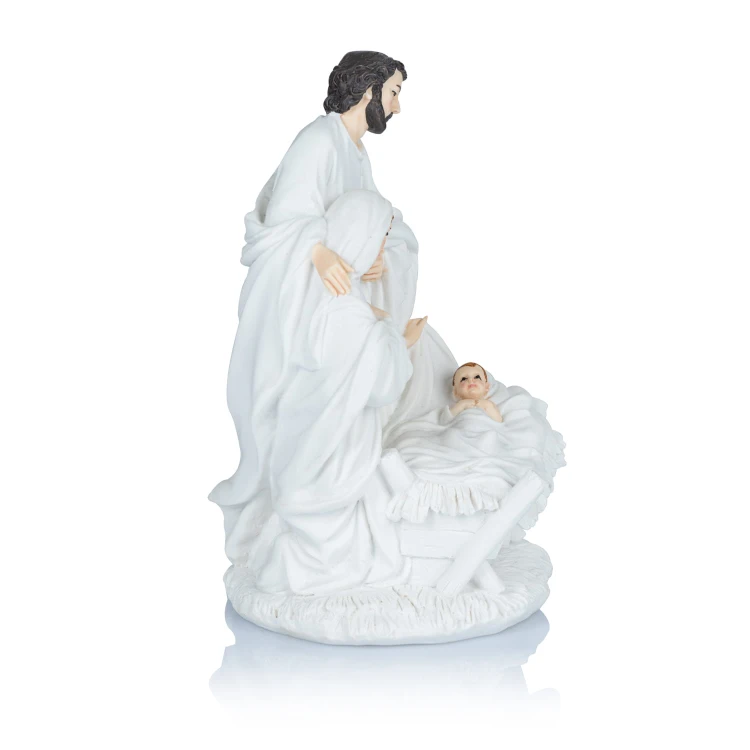 Święta Rodzina Bianco 19 cm - biała figura z żywicy - ujęcie 2