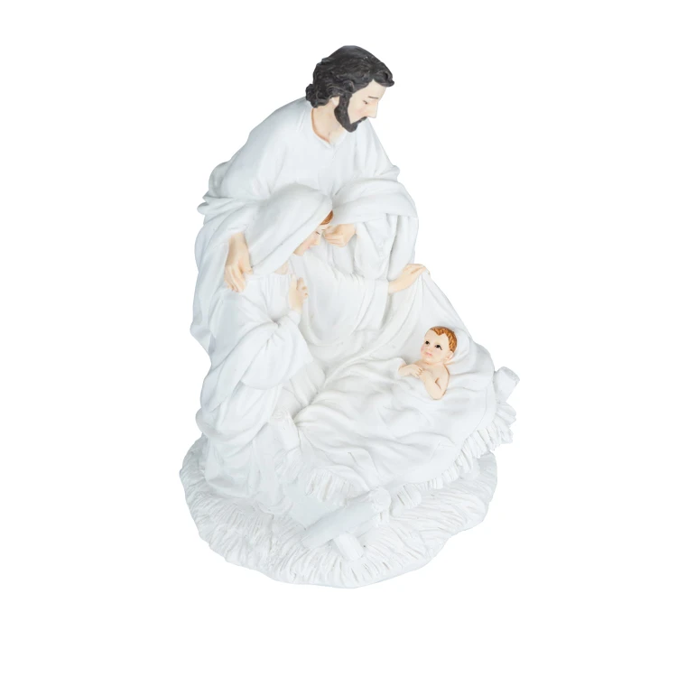 Święta Rodzina Bianco 19 cm - biała figura z żywicy - ujęcie 5