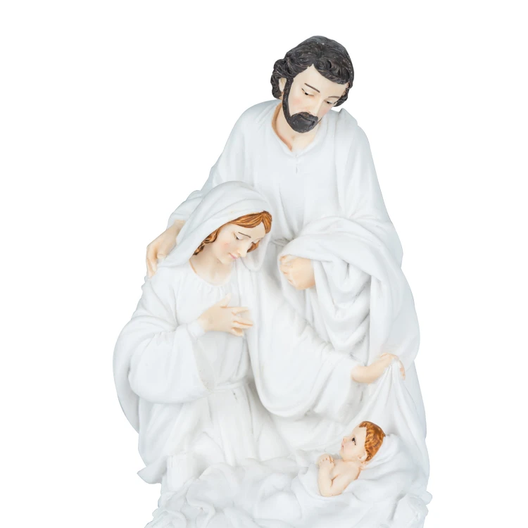 Święta Rodzina Bianco 19 cm - biała figura z żywicy - ujęcie 6