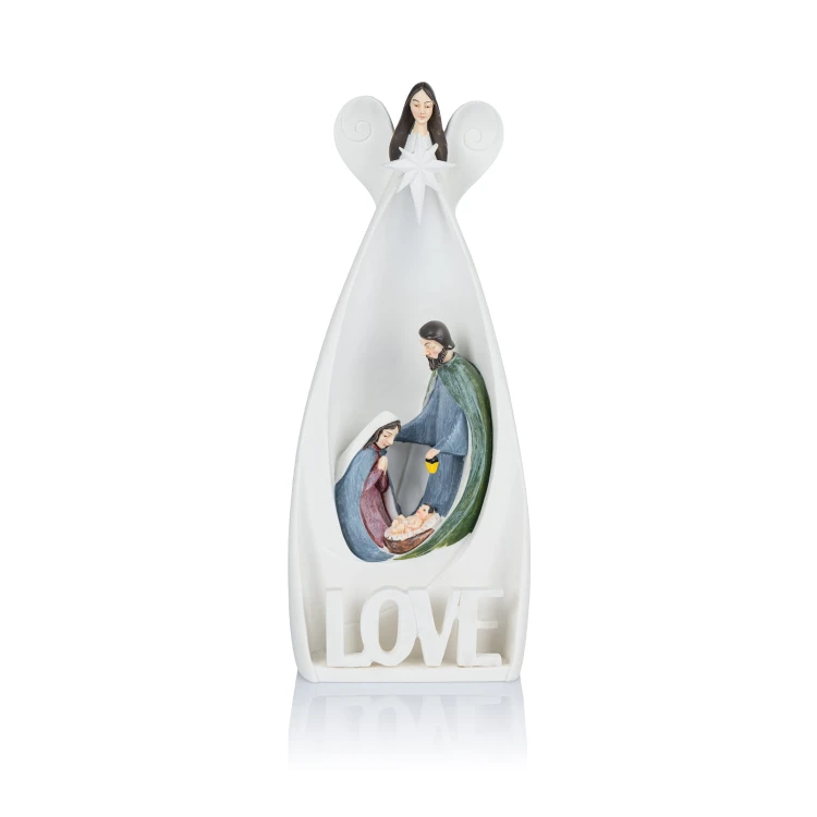 Anioł ze Świętą Rodziną Bianco LOVE 20,5 cm - widok główny