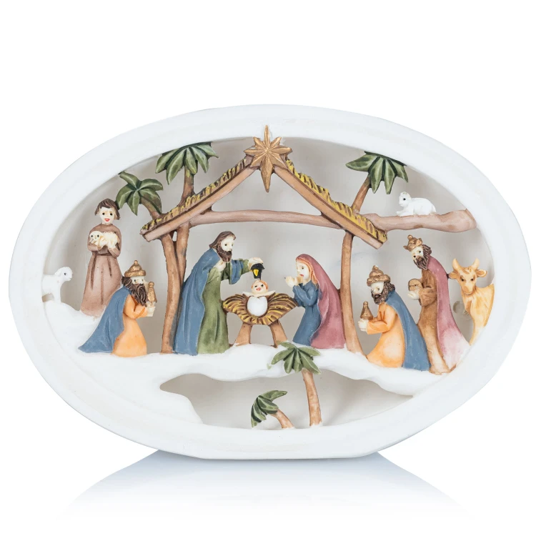 Mała szopka Bianco 8 cm - owalna, podświetlana - widok główny