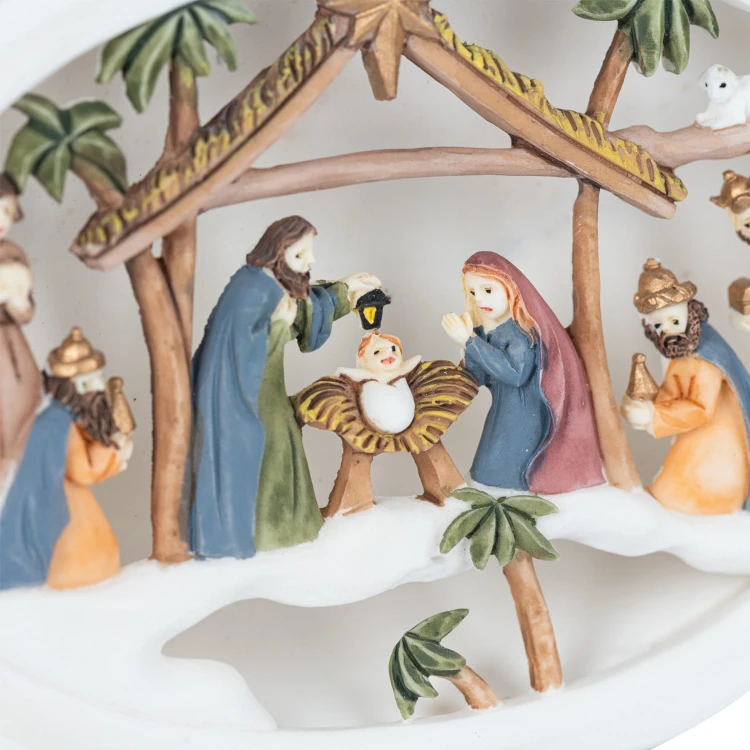 Mała szopka Bianco 8 cm - owalna, podświetlana - ujęcie 2