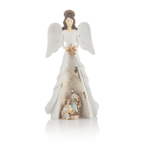 Anioł Bianco ze Świętą Rodziną 21,5 cm - gwiazdy - widok główny