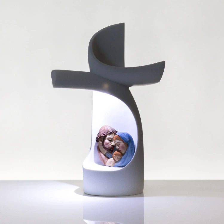 Święta Rodzina w krzyżu Bianco - podświetlana figurka - ujęcie 2
