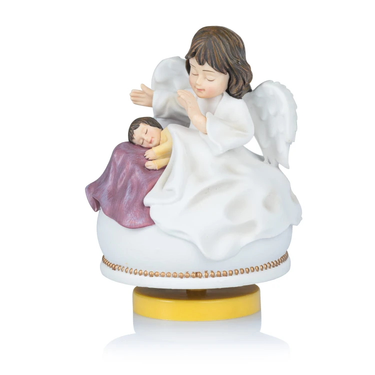 Anioł Stróż z pozytywką 14 cm - różowy lub niebieski - wariant różowy - ujęcie 4