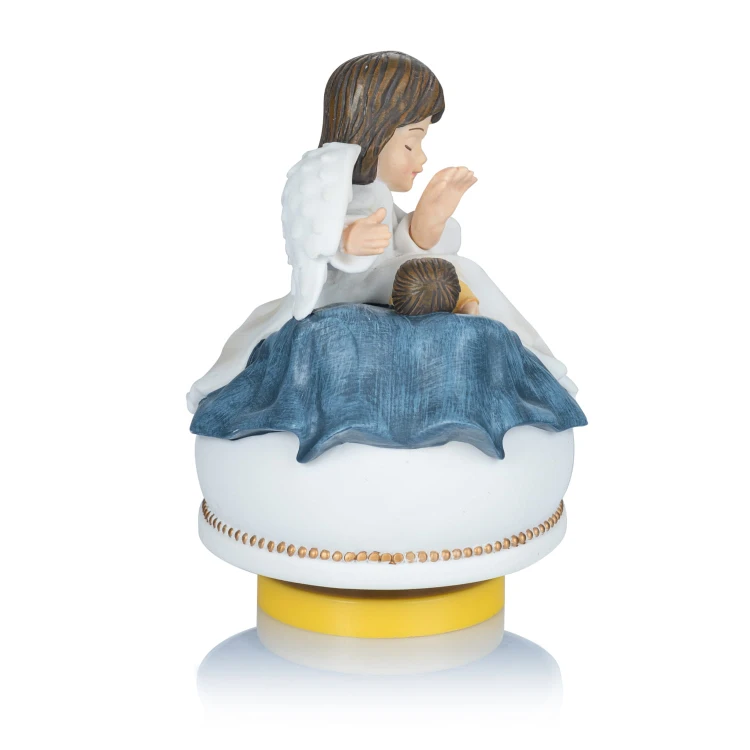 Anioł Stróż z pozytywką 14 cm - różowy lub niebieski - wariant niebieski - ujęcie 2