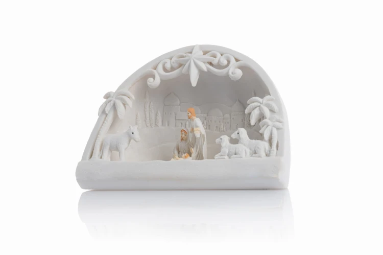 Święta Rodzina Bianco 8,5 cm - jasna oprawa z palmami - ujęcie 3