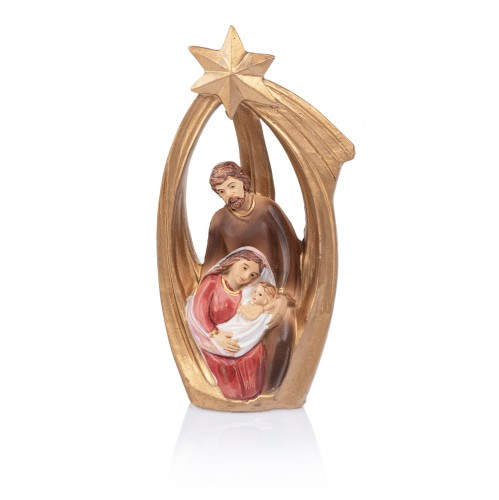 Figurka Świętej Rodziny w złocistym łuku Classic 11 cm - widok główny