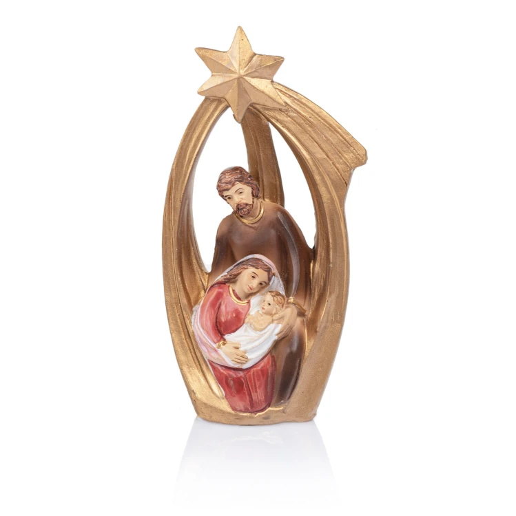 Figurka Świętej Rodziny w złocistym łuku Classic 11 cm - widok główny
