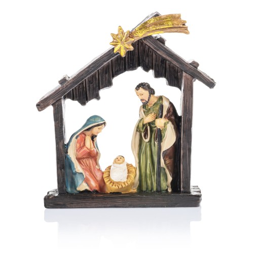 Szopka ze Świętą Rodziną pod gwiazdą Classic 12 cm - widok główny