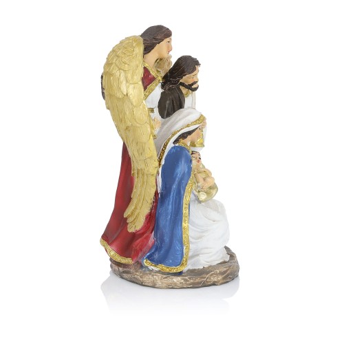 Święta Rodzina z aniołem o złocistych skrzydłach 14 cm - ujęcie 2