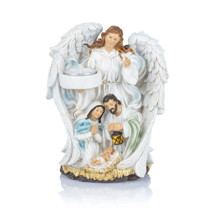 Świecznik ze Świętą Rodziną i aniołem Classic 18 cm - widok główny