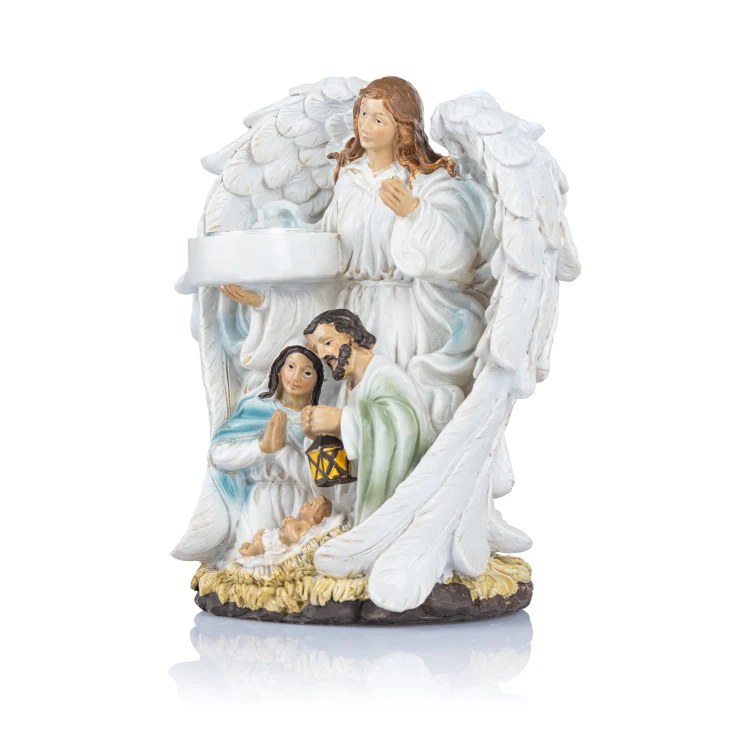 Świecznik ze Świętą Rodziną i aniołem Classic 18 cm - ujęcie 5