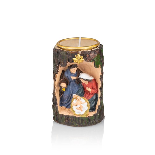 Świecznik z szopką Classic 8 cm - faktura pnia - ujęcie 2