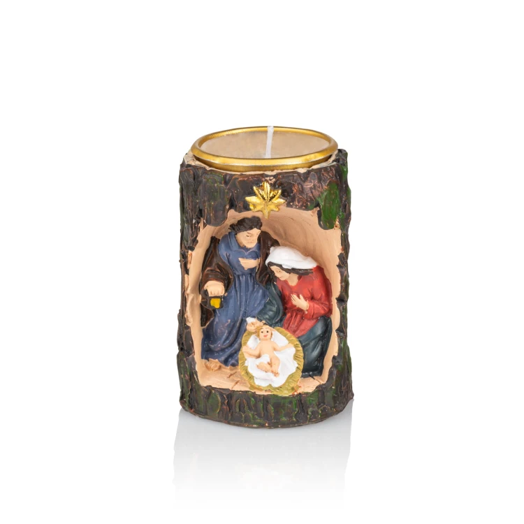 Świecznik z szopką Classic 8 cm - faktura pnia - ujęcie 2