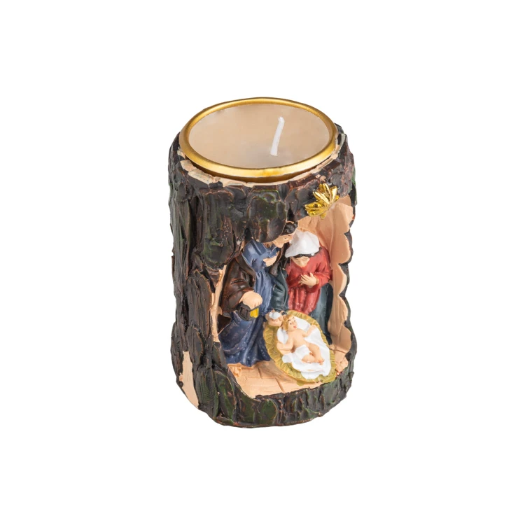 Świecznik z szopką Classic 8 cm - faktura pnia - ujęcie 6
